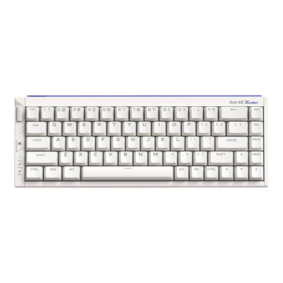 Mchose Ace 68 Turbo 65% mechanical keyboard with white PBT keycaps and a premium CNC-milled aluminium alloy case.