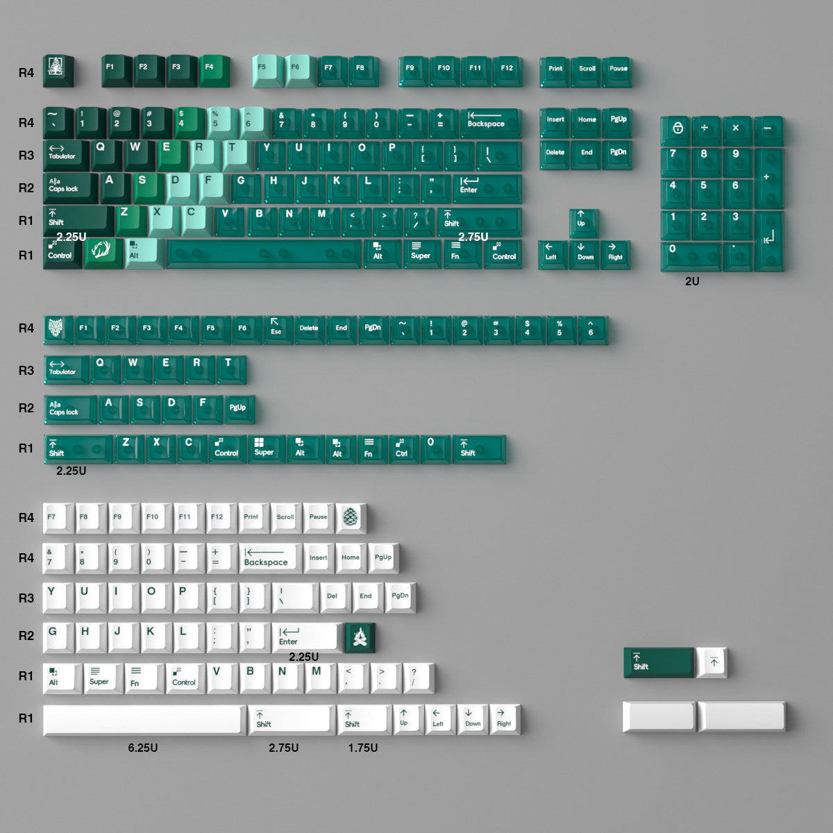 Mintcaps PBT and translucent PC keycap set in green.