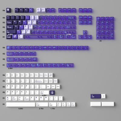 Mintcaps PBT and translucent PC keycap set in purple.