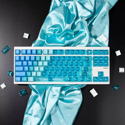 Mintcaps PBT and translucent PC keycap set in blue.