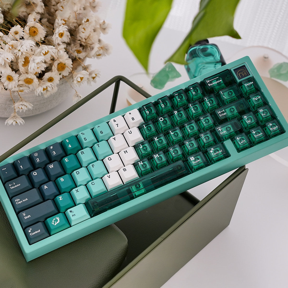 Mintcaps PBT and translucent PC keycap set in green.