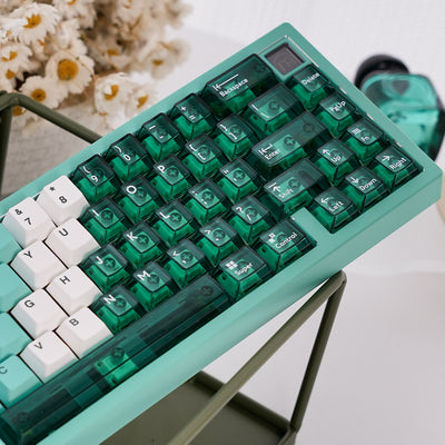 Mintcaps PBT and translucent PC keycap set in green.