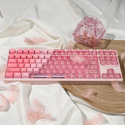 Mintcaps PBT and translucent PC keycap set in pink.