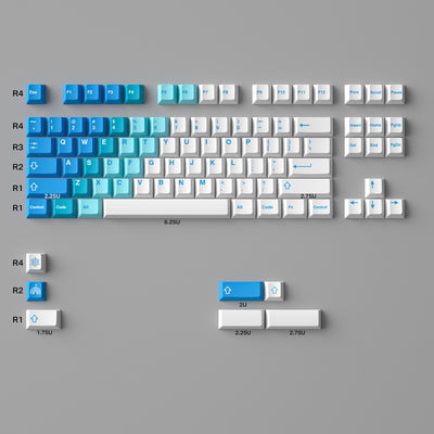 Mintcaps PBT and translucent PC keycap set in blue.