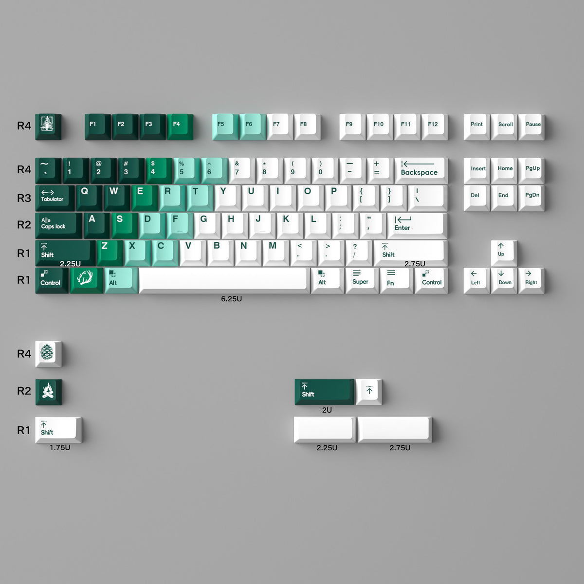 Mintcaps PBT and translucent PC keycap set in green.