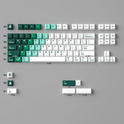 Mintcaps PBT and translucent PC keycap set in green.