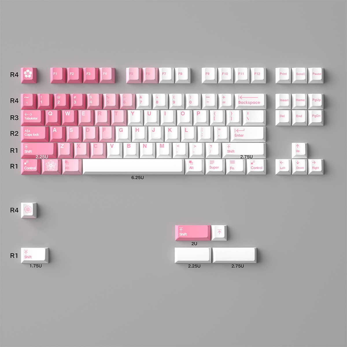 Mintcaps PBT and translucent PC keycap set in pink.