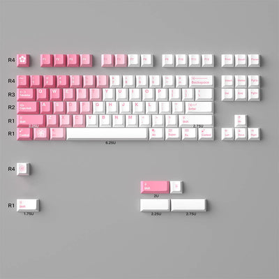 Mintcaps PBT and translucent PC keycap set in pink.