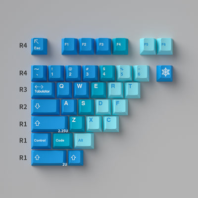 Mintcaps PBT and translucent PC keycap set in blue.