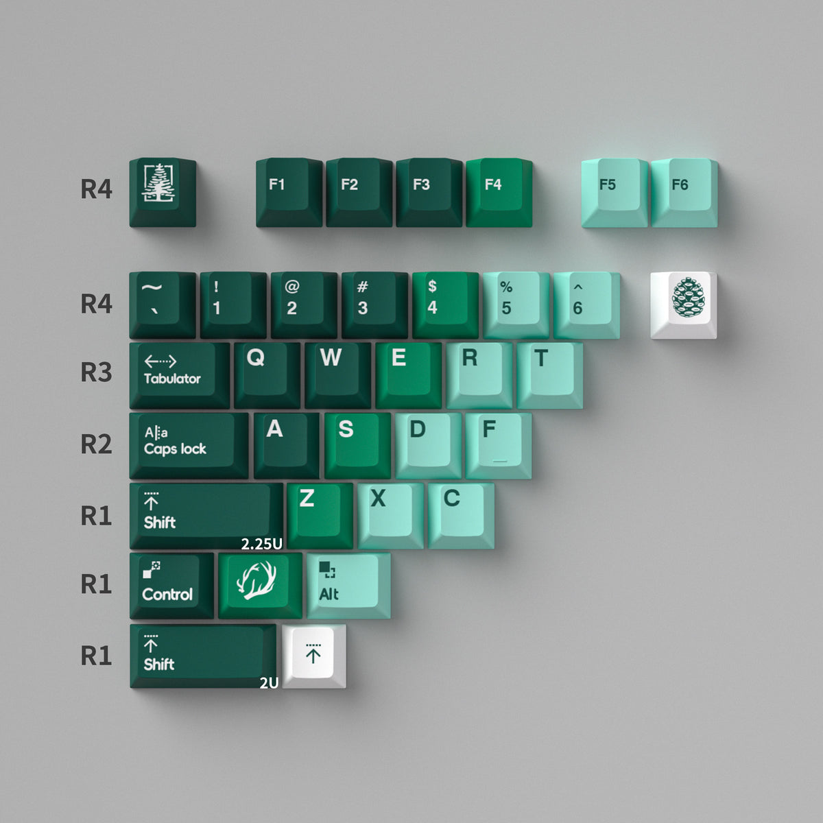 Mintcaps PBT and translucent PC keycap set in green.