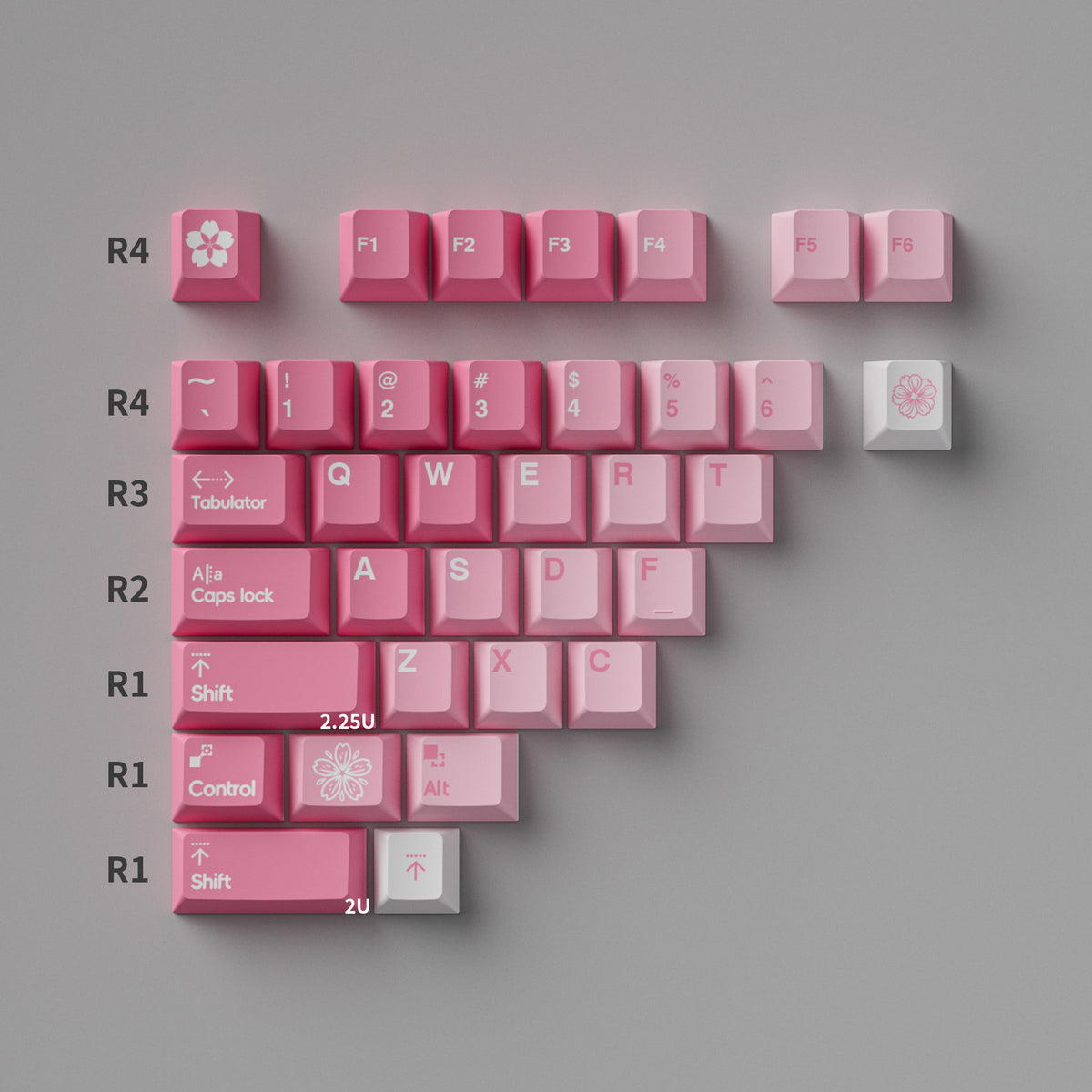 Mintcaps PBT and translucent PC keycap set in pink.