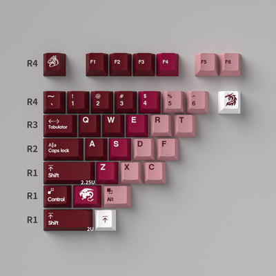 Mintcaps PBT and translucent PC keycap set in red.
