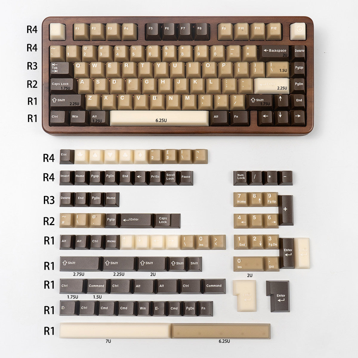 Raw Coconut Latte Semi-Transparent ANSI/ISO Keycap Set