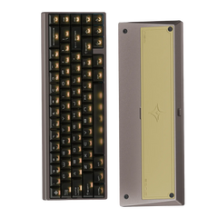 Mechanical keyboard with a metallic frame on a dark background