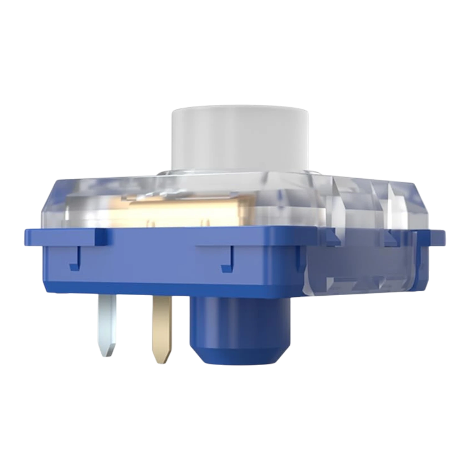 Kailh Deep Sea silent low-profile mechanical switch with a blue base and clear housing