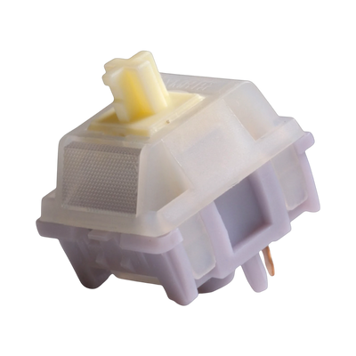 OZO Keyboards SU LAB Moonlight silent tactile mechanical keyboard switch with a pale yellow stem and purple housing