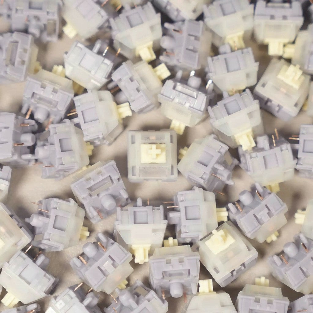 OZO Keyboards SU LAB Moonlight silent tactile mechanical keyboard switches in light grey with cream stems