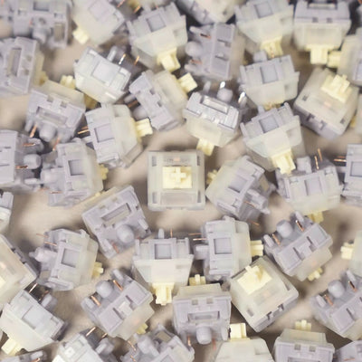 OZO Keyboards SU LAB Moonlight silent tactile mechanical keyboard switches in light grey with cream stems