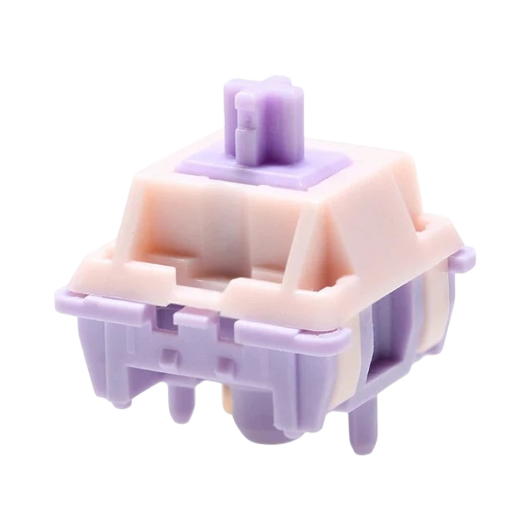 OZO Keyboards MMD Princess V2 mechanical switch with a light purple stem and pink and purple housing