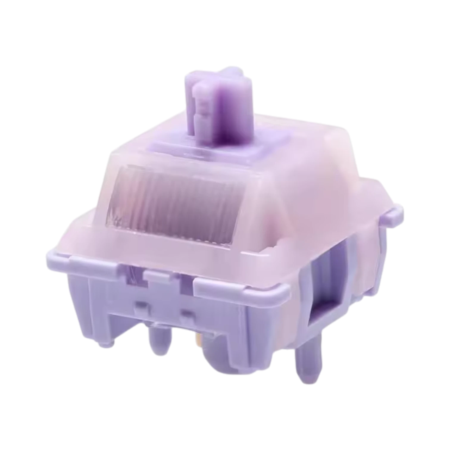 OZO Keyboards MMD Princess V5 mechanical keyboard switch in translucent purple with a POM and PTFE stem