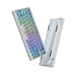 OZO Keyboards SF60 Diamond Edition hall effect keyboard with white frame and iridescent crystal keycaps