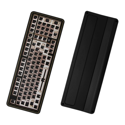 OZO Keyboards GeekZB Story100 100% mechanical keyboard barebone kit with black aluminum frame and gold accents