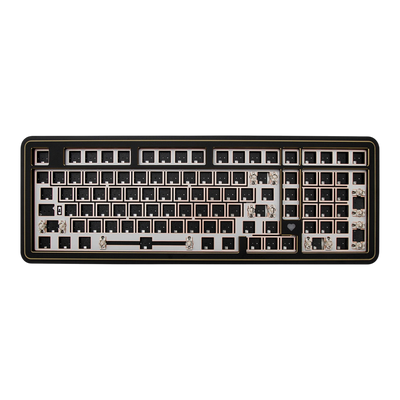 OZO Keyboards GeekZB Story100 100% aluminum barebone mechanical keyboard in black and gold finish
