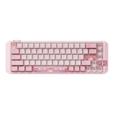 VGN FLASH 68HE compact pink aluminum mechanical keyboard with transparent magnetic switches and RGB lighting