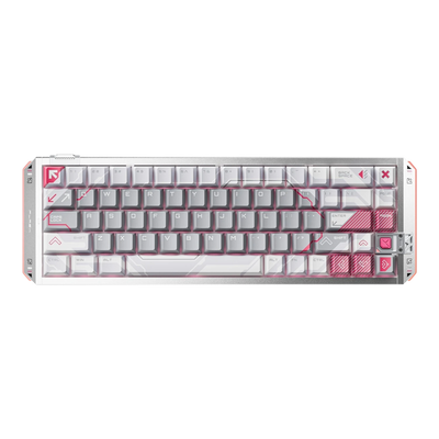 VGN FLASH 68HE aluminum magnetic switch gaming keyboard with custom white and red patterned keycaps