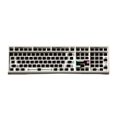 Mechanical keyboard without keycaps on a white background
