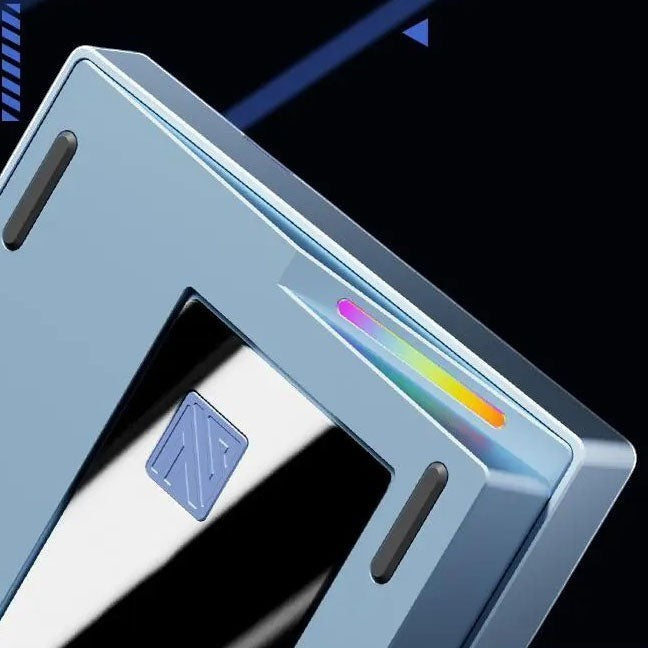 Weikav NUT75 blue CNC-aluminum mechanical keyboard back plate with integrated RGB lighting strip