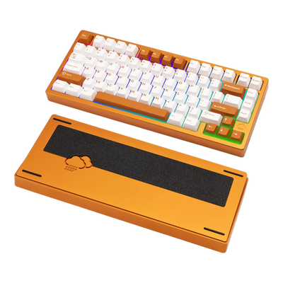 WOBKEY Rainy75 75% aluminum mechanical keyboard in orange with white and brown PBT keycaps