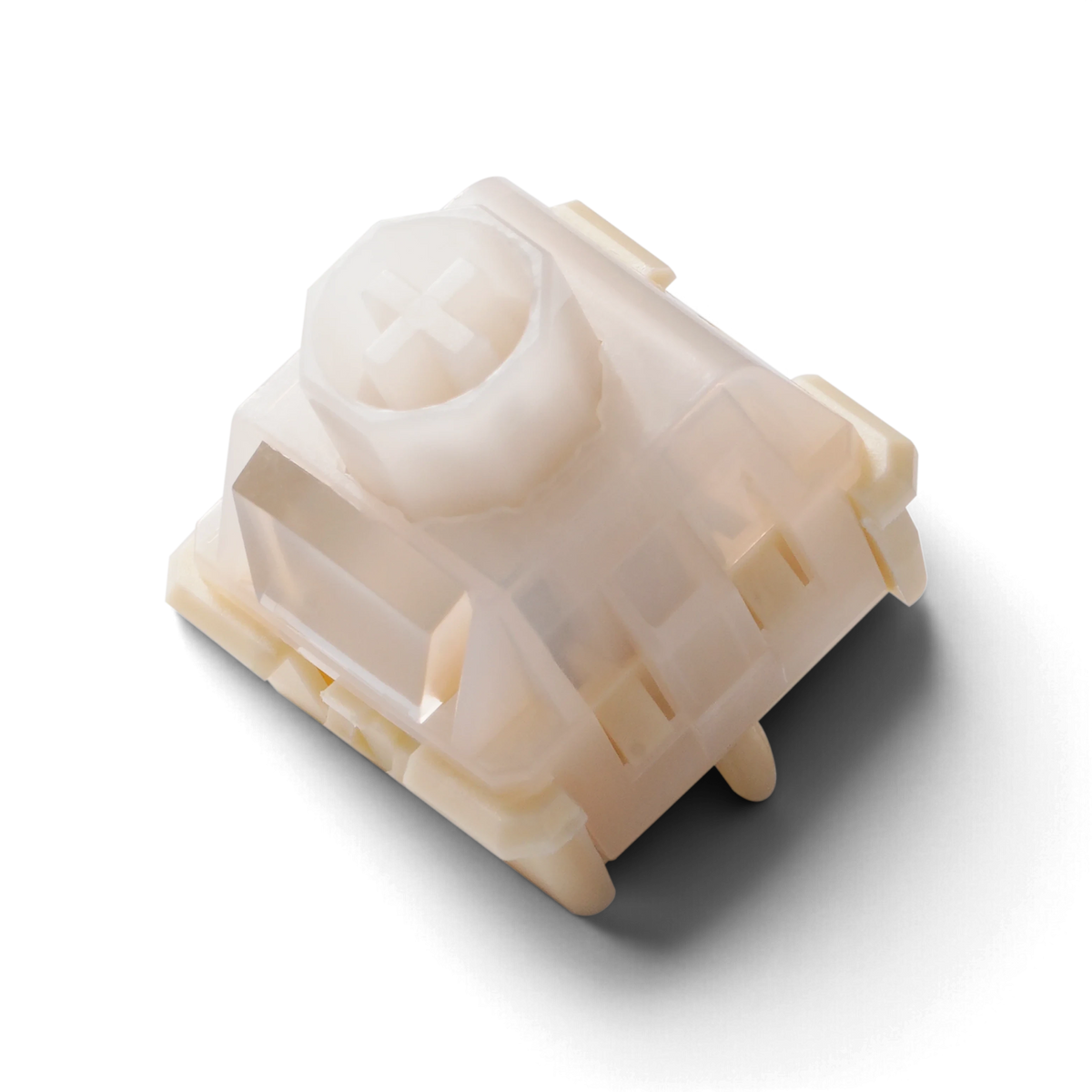 Meletrix Wuque Studio WS Flux linear Hall effect switch (beige clacky version) with a white polycarbonate housing and eight-sided POM stem