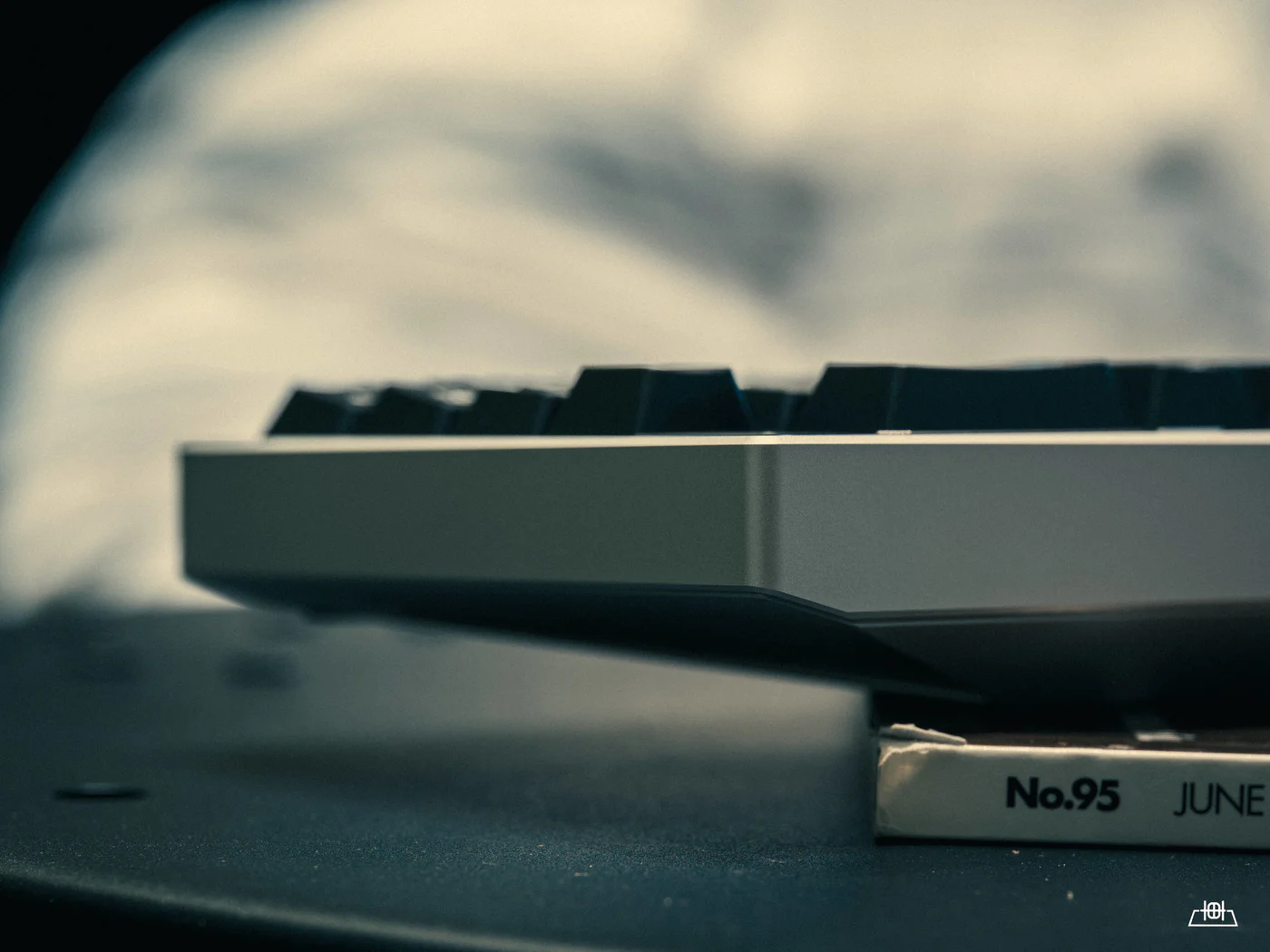Close-up of a keyboard with a blurred background