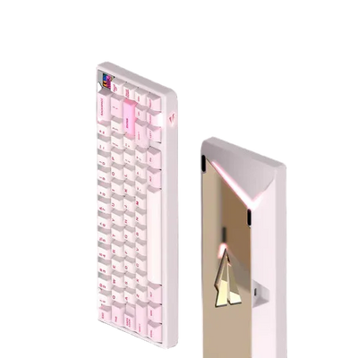 Compact keyboard with white keys on a black background