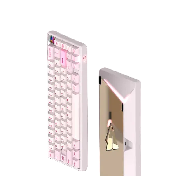 Compact keyboard with white keys on a black background